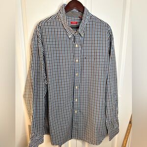 Izod Men's Brown and Blue Checkered Shirt 100% Cotton 3Xl